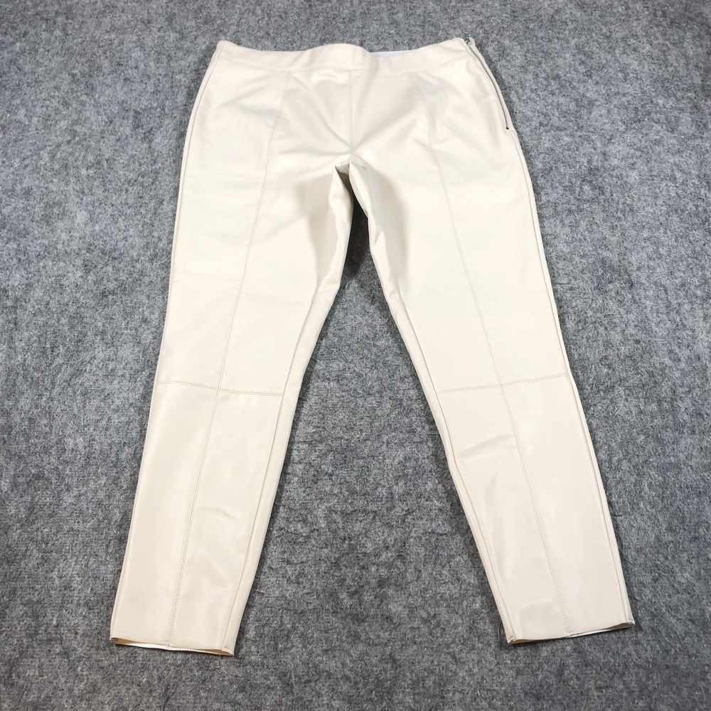Topshop Petite‎ 12 White Faux Leather Skinny Pants Stretch Zip